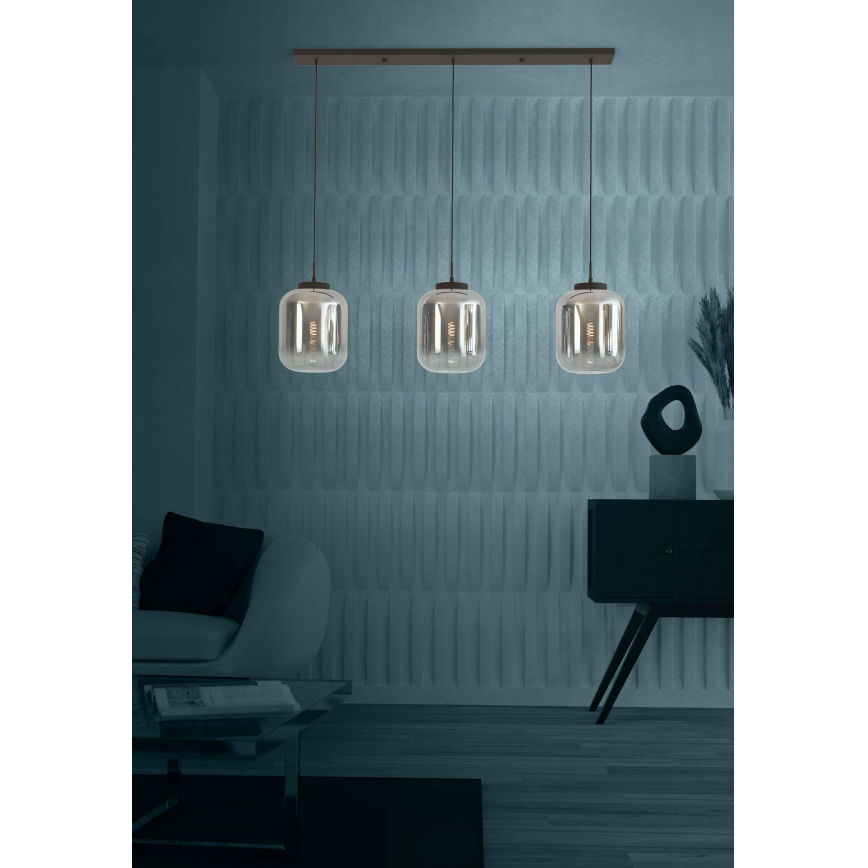 Eglo - Lampadario a sospensione con filo 3xE27/40W/230V fumé