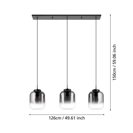 Eglo - Lampadario a sospensione con filo 3xE27/40W/230V fumé