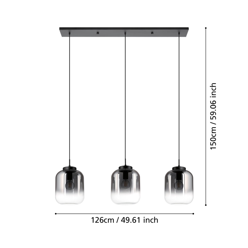 Eglo - Lampadario a sospensione con filo 3xE27/40W/230V fumé