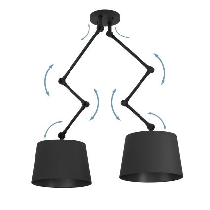 Eglo - Lampadario a sospensione con supporto rigido 2xE27/40W/230V nero
