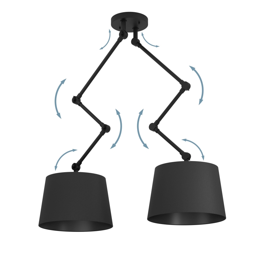 Eglo - Lampadario a sospensione con supporto rigido 2xE27/40W/230V nero