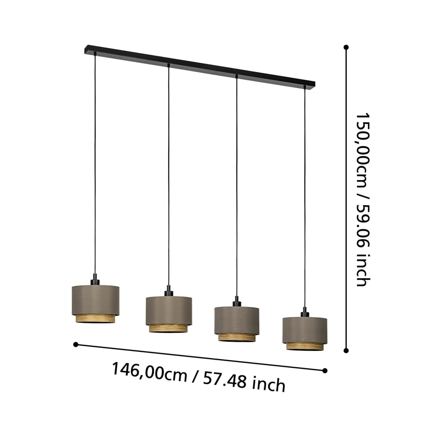 Eglo - Lampadario a sospensione con filo 4xE27/40W/230V marrone