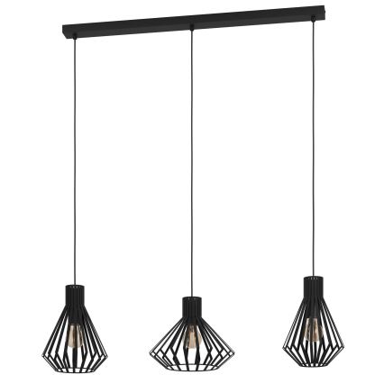 Eglo - Lampadario a sospensione con filo 3xE27/40W/230V nero