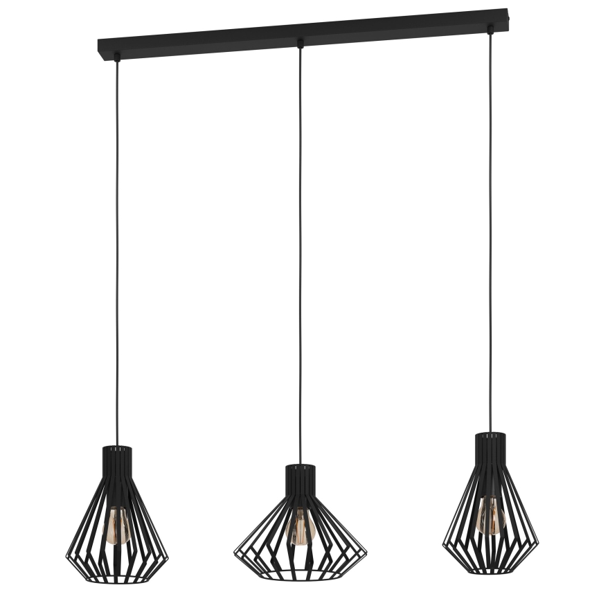 Eglo - Lampadario a sospensione con filo 3xE27/40W/230V nero
