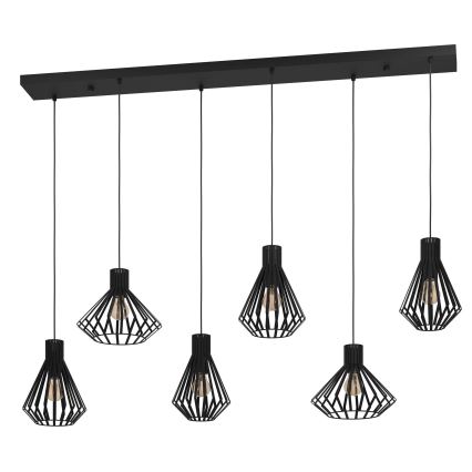 Eglo - Lampadario a sospensione con filo 6xE27/40W/230V nero
