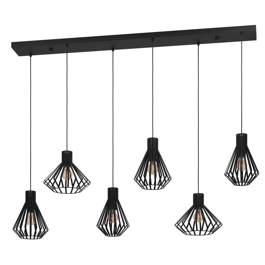 Eglo - Lampadario a sospensione con filo 6xE27/40W/230V nero