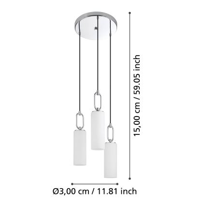 Eglo - Lampadario a sospensione con filo 3xE27/40W/230V cromo lucido