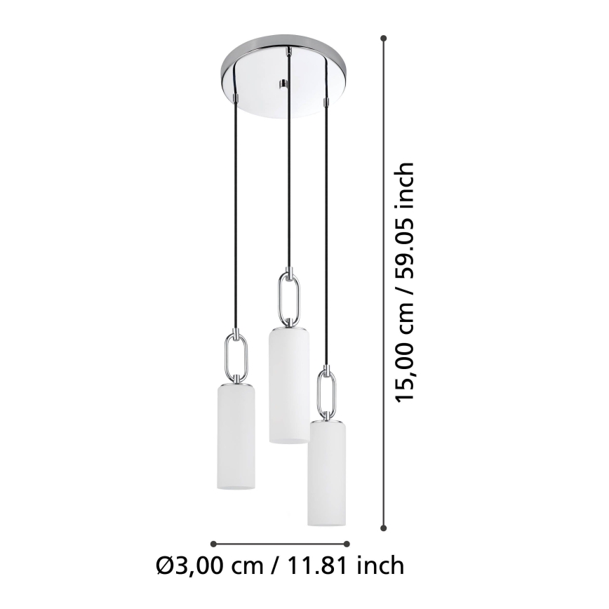 Eglo - Lampadario a sospensione con filo 3xE27/40W/230V cromo lucido