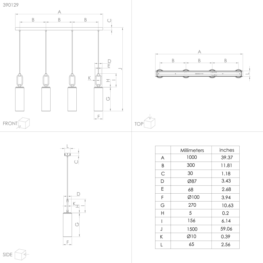 Eglo - Lampadario a sospensione con filo 4xE27/40W/230V cromo lucido