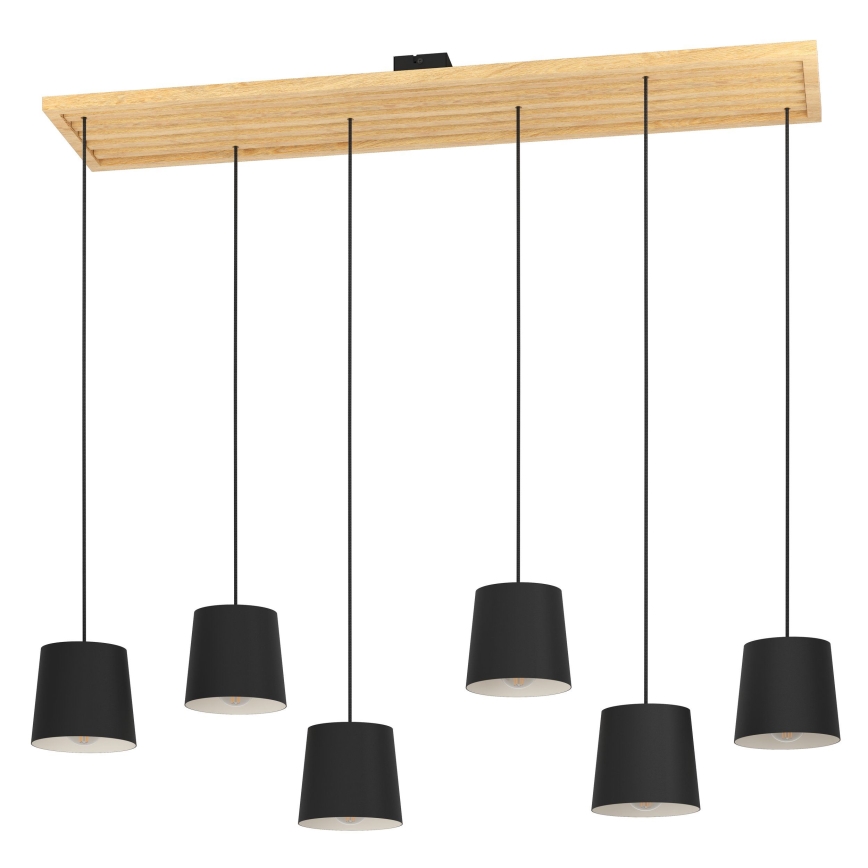 Eglo - Lampadario a sospensione con filo 6xE27/40W/230V nero/marrone