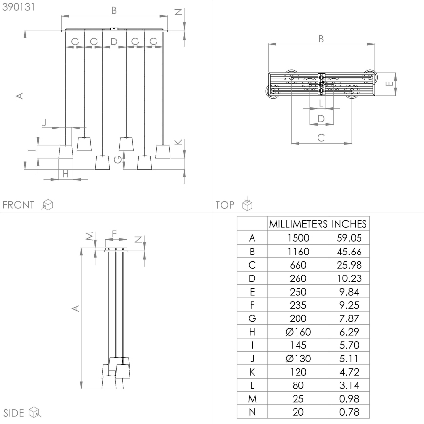 Eglo - Lampadario a sospensione con filo 6xE27/40W/230V nero/marrone