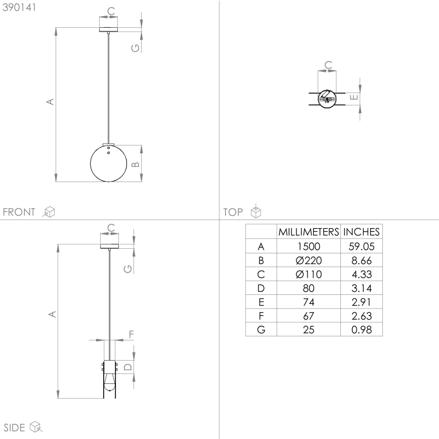 Eglo - Lampadario a sospensione con filo 1xE27/40W/230V fumé