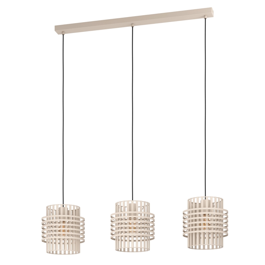 Eglo - Lampadario a sospensione con filo 3xE27/40W/230V color crema