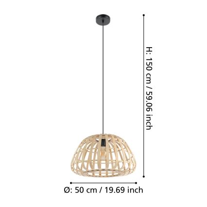 Eglo - Lampadario a sospensione con filo 1xE27/40W/230V diametro 50 cm bambù