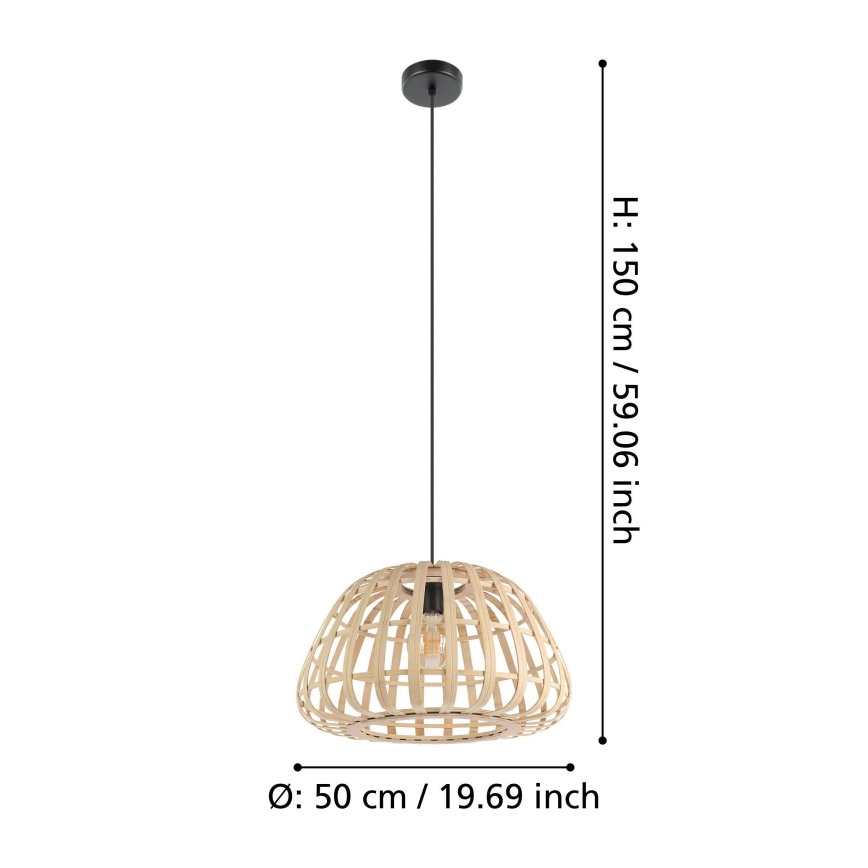 Eglo - Lampadario a sospensione con filo 1xE27/40W/230V diametro 50 cm bambù