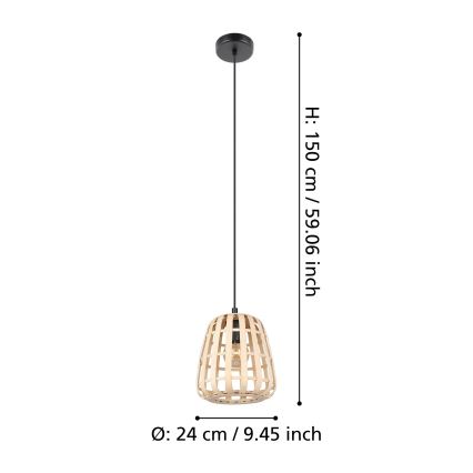 Eglo - Lampadario a sospensione con filo 1xE27/40W/230V diametro 24 cm bambù