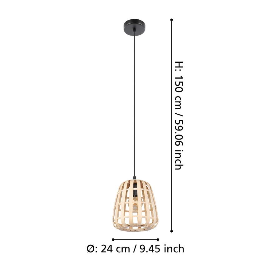 Eglo - Lampadario a sospensione con filo 1xE27/40W/230V diametro 24 cm bambù