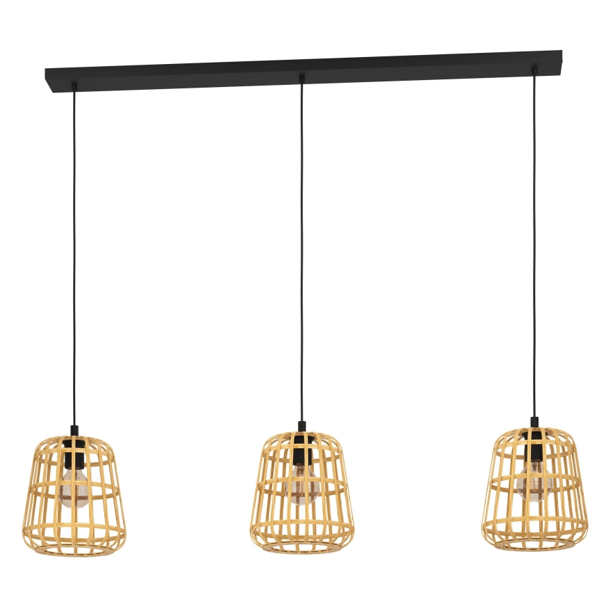 Eglo - Lampadario a sospensione con filo 3xE27/40W/230V bambù