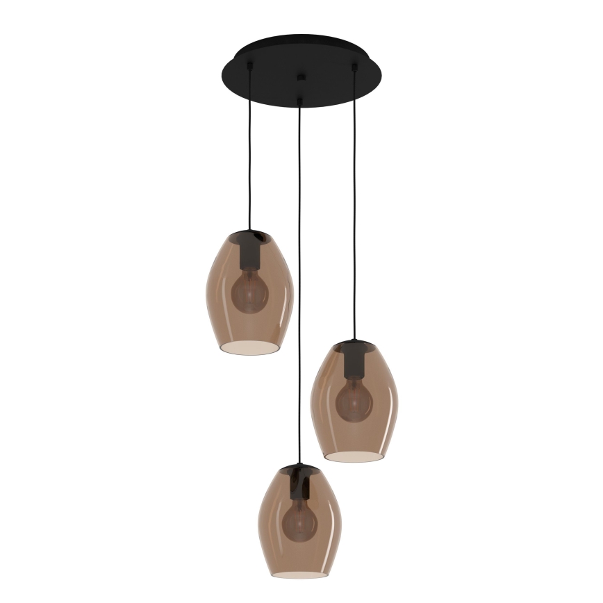 Eglo - Lampadario a sospensione con filo 3xE27/40W/230V marrone