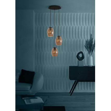 Eglo - Lampadario a sospensione con filo 3xE27/40W/230V marrone