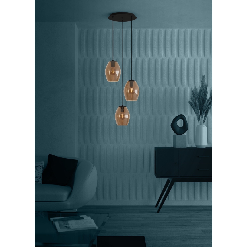 Eglo - Lampadario a sospensione con filo 3xE27/40W/230V marrone