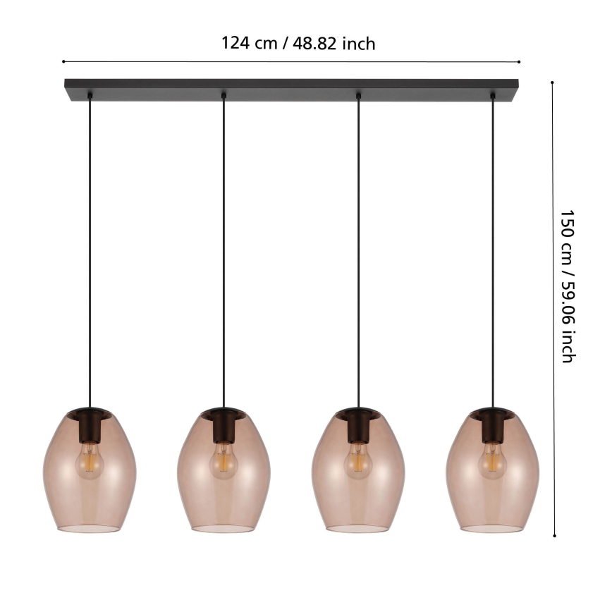 Eglo - Lampadario a sospensione con filo 4xE27/40W/230V marrone