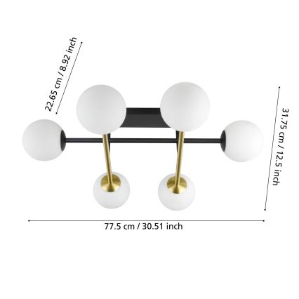 Eglo - Lampadario a plafone 6xE14/40W/230V oro/nero
