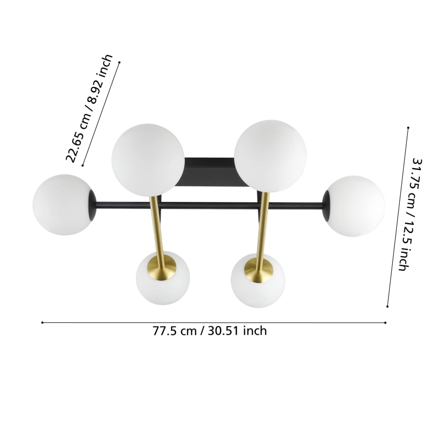 Eglo - Lampadario a plafone 6xE14/40W/230V oro/nero