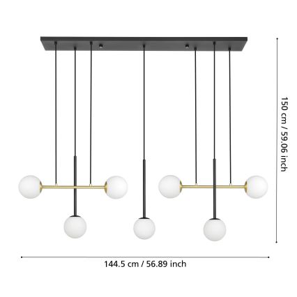 Eglo - Lampadario a sospensione con filo 7xE14/40W/230V oro/nero