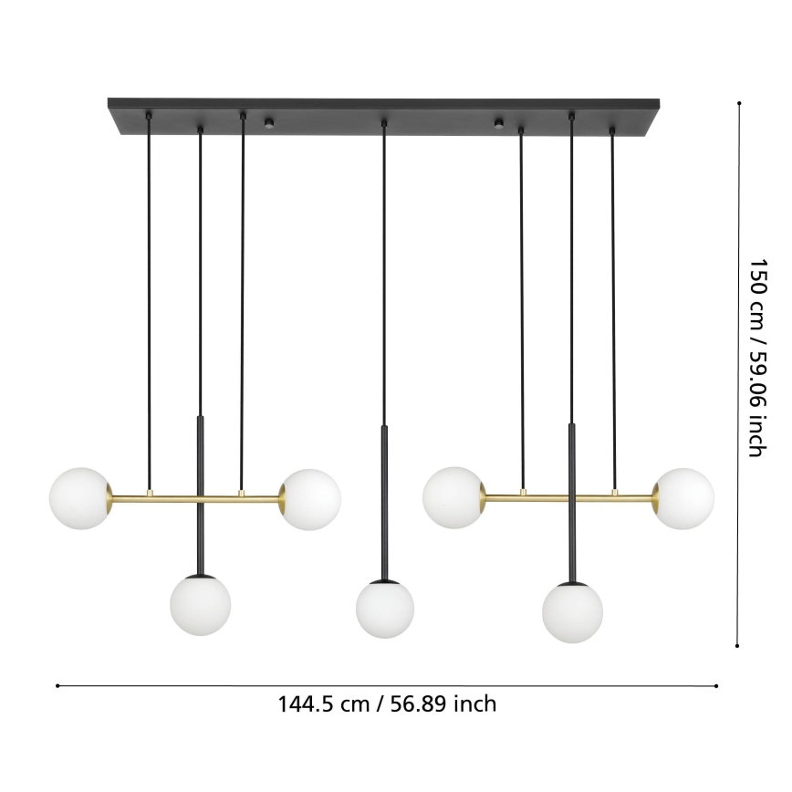 Eglo - Lampadario a sospensione con filo 7xE14/40W/230V oro/nero