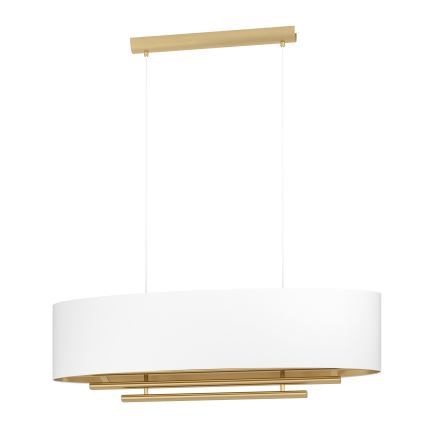 Eglo - Lampadario a sospensione con filo 4xE27/40W/230V bianco/oro