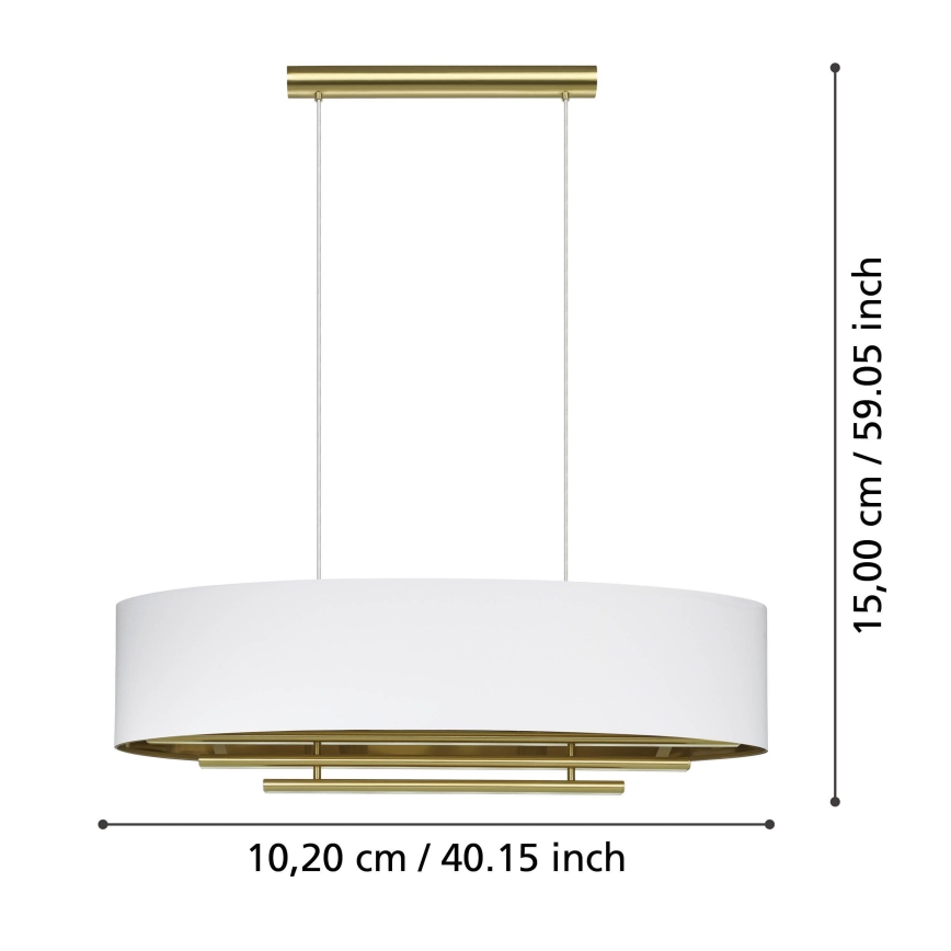 Eglo - Lampadario a sospensione con filo 4xE27/40W/230V bianco/oro