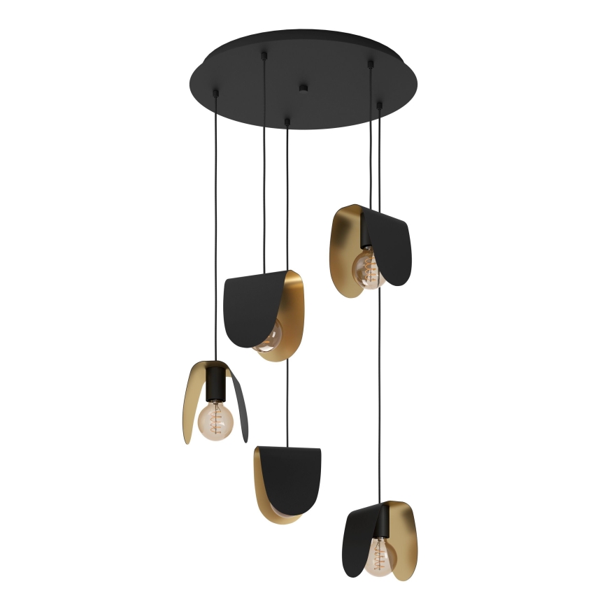 Eglo - Lampadario a sospensione con filo 5xE27/40W/230V nero/oro