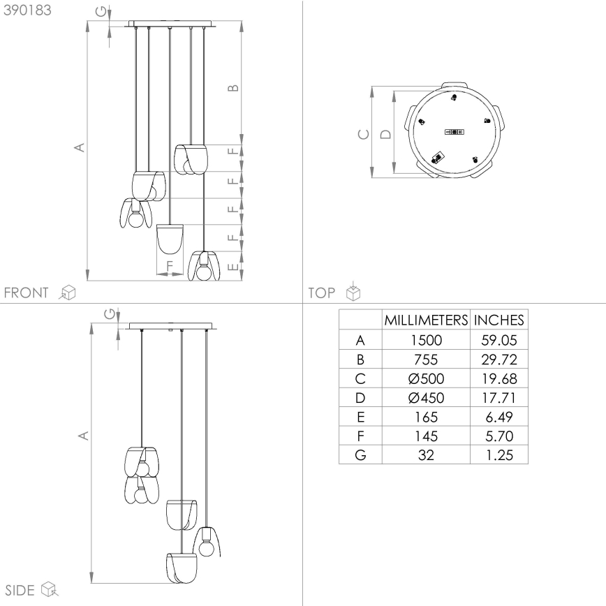 Eglo - Lampadario a sospensione con filo 5xE27/40W/230V nero/oro
