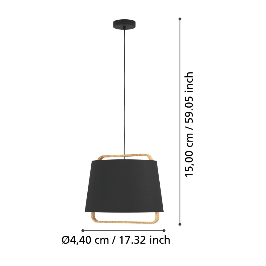 Eglo - Lampadario a sospensione con filo 1xE27/40W/230V nero