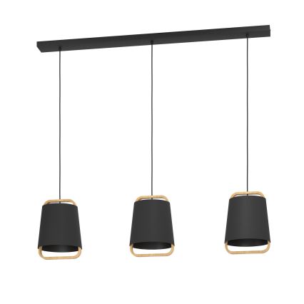 Eglo - Lampadario a sospensione con filo 3xE27/40W/230V nero
