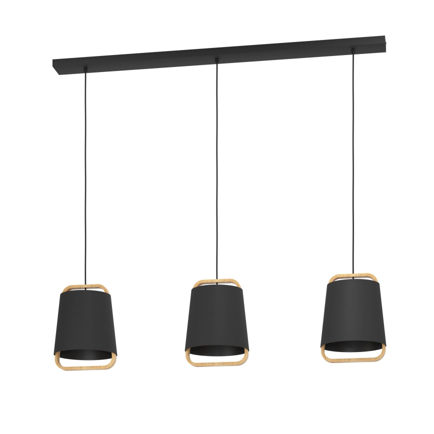 Eglo - Lampadario a sospensione con filo 3xE27/40W/230V nero