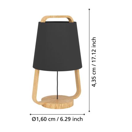 Eglo - Lampada da tavolo 1xE27/40W/230V nero