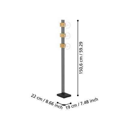 Eglo - Lampada con piedistallo 3xE27/40W/230V nero/marrone