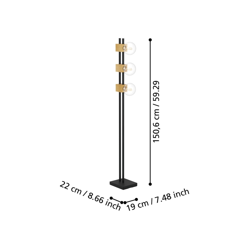 Eglo - Lampada con piedistallo 3xE27/40W/230V nero/marrone