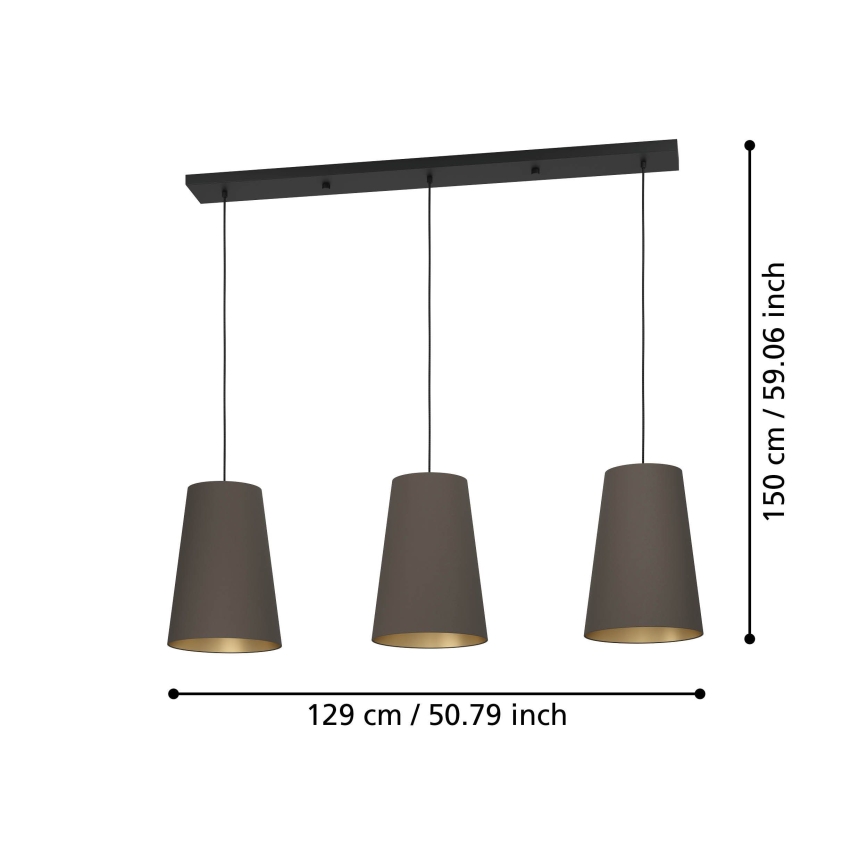 Eglo - Lampadario a sospensione con filo 3xE27/40W/230V marrone