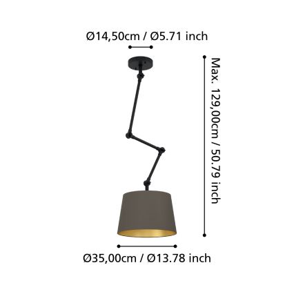 Eglo - Lampadario a sospensione con supporto rigido 1xE27/40W/230V marrone