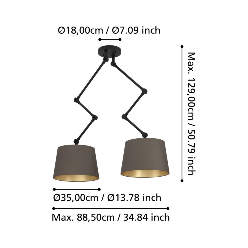 Eglo - Lampadario a sospensione con supporto rigido 2xE27/40W/230V marrone