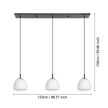 Eglo - Lampadario a sospensione con filo 3xE27/40W/230V nero