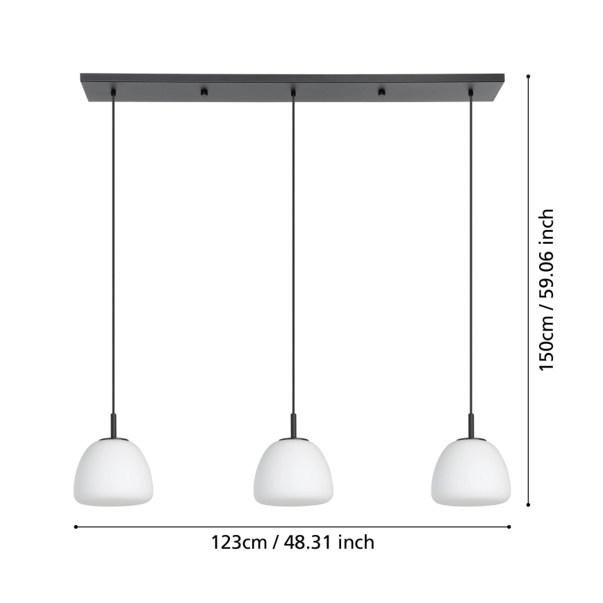 Eglo - Lampadario a sospensione con filo 3xE27/40W/230V nero