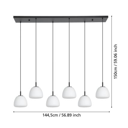 Eglo - Lampadario a sospensione con filo 6xE27/40W/230V nero