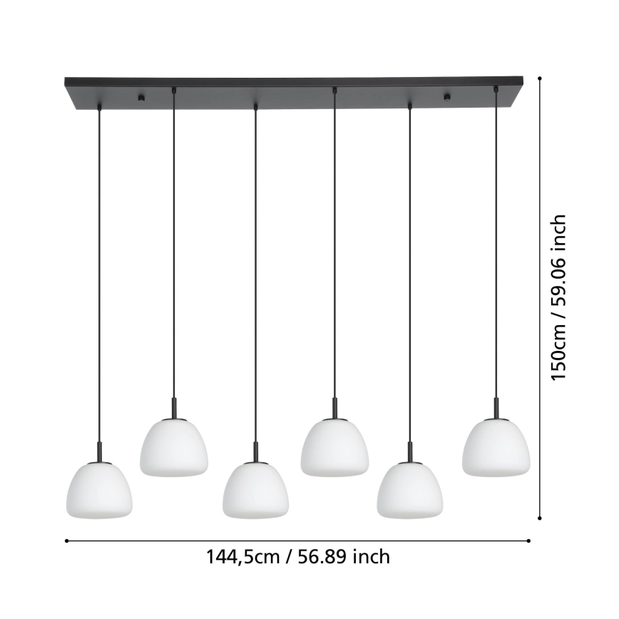 Eglo - Lampadario a sospensione con filo 6xE27/40W/230V nero