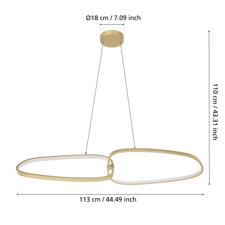 Eglo - Lampadario a sospensione con filo LED dimmerabile LED/37,5W/230V 3000K oro