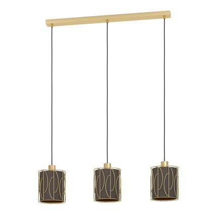 Eglo - Lampadario a sospensione con filo 3xE27/40W/230V oro/marrone