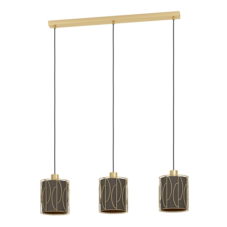 Eglo - Lampadario a sospensione con filo 3xE27/40W/230V oro/marrone